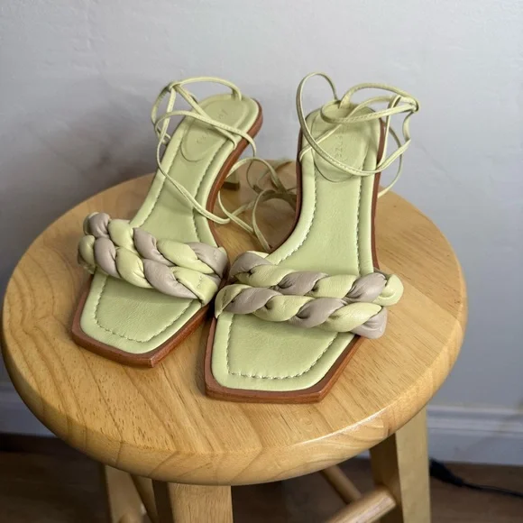 NEW Anthropologie Vicenza Braided Leather Kitten Heel Sandals - Picture 2 of 8